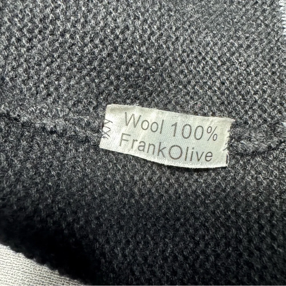 Frank Olive Girl's 100% Wool Knit Black Beanie Hat With Bow Size 2-4 Years